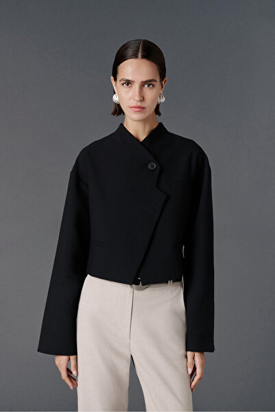 VATKALI Diagonal Crop Blazer Jacket