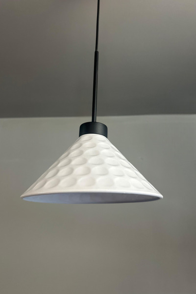 Bamyum Rumy Beyaz Tekli Avize İnce Siyah Başlık Sarkıt Ofis Showroom Salon Mutfak Avizeleri