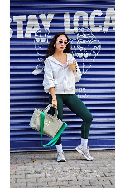 MOWO Mumlu Canvas Mini Tote Bag Kadın Çantası SAGE GREEN