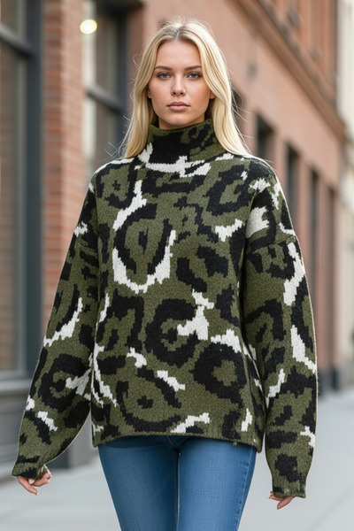 İLKCET MODA Half Fisherman Women's Patterned Knitwear Sweater