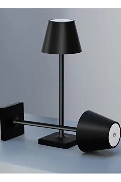 Taimi مصباح طاولة لاسلكي، قابل لإعادة الشحن، معدني، محمول، إضاءة ليلية بثلاثة مستويات، أسود