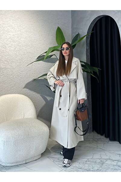 By Merve Darende ZR Model Premium Uzun Trenckot