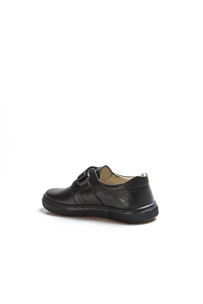 FAST STEP Pantofi unisex din piele naturală cu bandă velcro ortopedică ocazional zilnic pentru școală pentru copii, negru 770fa912