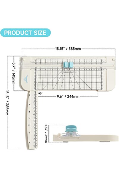 JIELISI A4 12-inch Paper Cutter Portable Trimmer with Safety Guard & Side Ruler (White)