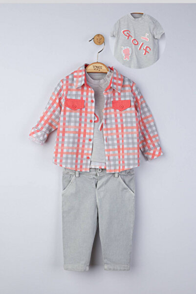 BabyCosy 3-piece set: jeans, t-shirt and plaid shirt for babies, Tongs baby, ...