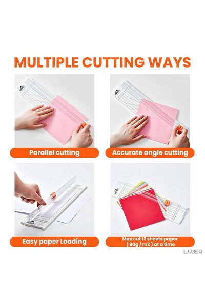 LUXER Trimmer for Cutting Paper/Labels/Photos With 5 Blades and Side Ruler, Dimensions 36x9.5 cm
