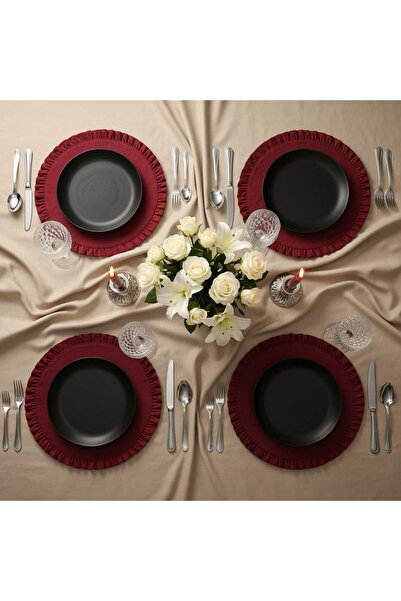 Joie Maison Noir Seramik 4'lü Servis Tabağı Siyah (26 cm)