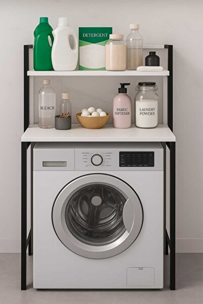 DEKOZUM VİZYON Çamaşır Makina Dolabı Banyo Makina Üstü Raf Çok Amaçlı Raf