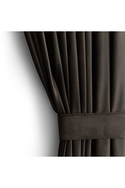 Amelia Home Velvet curtain with multifunctional drapery, Velvet, 140 x 245 cm, Brown, 1 pc.
