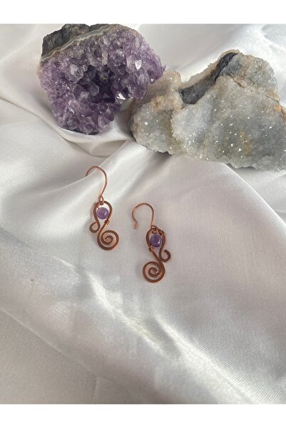 İDE TAKI TASARIMM HAM BAKIRDAN YAPILMIŞ EL YAPIMI DOĞAL TAŞ FİRUZE TAŞLI [şifa ve koruma] KÜPE