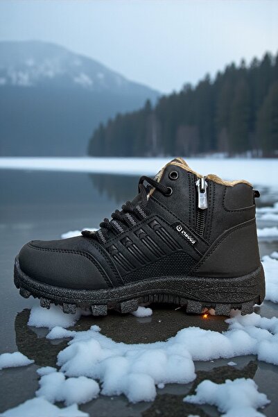 ALTUNTAŞ Erkek - Çocuk Kışlık Kürklü Bot Fermuarlı Bot Rahat Bot Kaymaz Bot