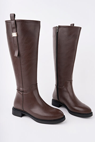 Madam Tarz Kcl-Br08 Buckled Flat Heel Boots