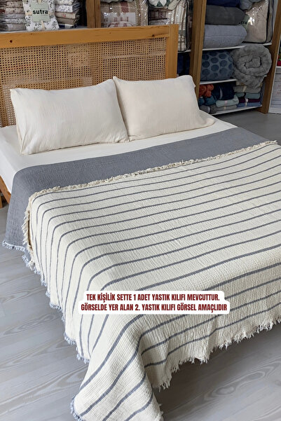 sutra 100% Cotton 8-Layer Muslin Quilt and Elastic Sheet Single Person Sleeping Set