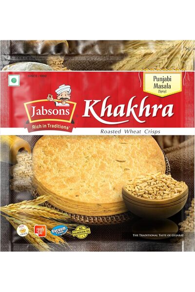 Jabsons Khakhra, Punjabi Masala Roasted Wheat Crisps, Non-Fried, Traditional Gujarati Snack