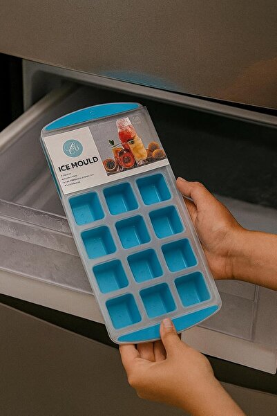 Bnd صينية مكعبات الثلج مع 12 مكعب، 27.5 × 13 × 3.5 سم، أزرق