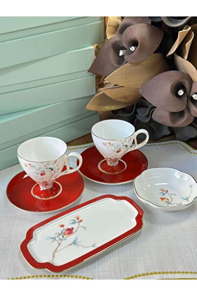 MD MİMOZA DEKOR طقم فناجين قهوة تركية فيرونيكا أمور لشخصين 6 قطع / وعاء للحلو...