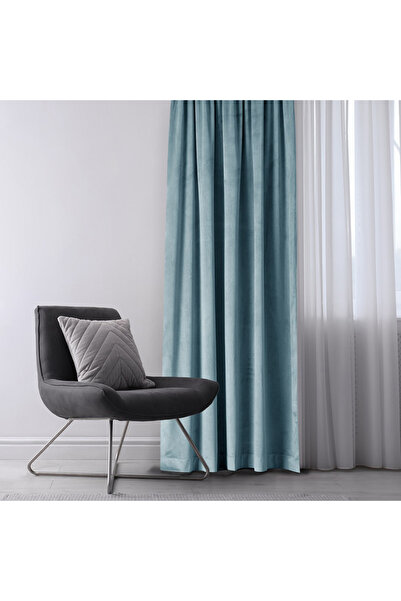 Amelia Home Velvet curtain with multifunctional drapery, Velvet, 140 x 270 cm, Blue, 1 pc