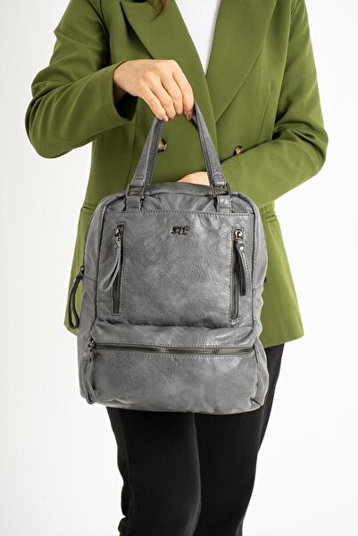 571 Collections Çanta حقيبة ظهر نسائية متوسطة الحجم من الجلد الصناعي – متعددة...