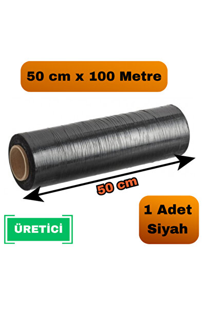 Truva Plastik Siyah Palet Streç Film 50 Cm 100 Metre Eşya Sarma Kargo Paketle...
