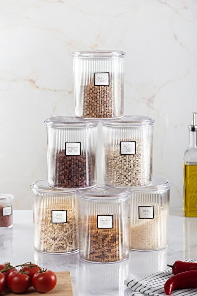 Mustran 6-Piece Baroque Round Large Jar Set & Storage Container & Food Container (6*2000 ml)