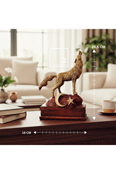 77 Uluyan Kurt Heykeli Ayyıldızlı Türk Bayraklı Bozkurt Biblosu Ev Ofis Büro Dekorasyonu İş Hediyesi