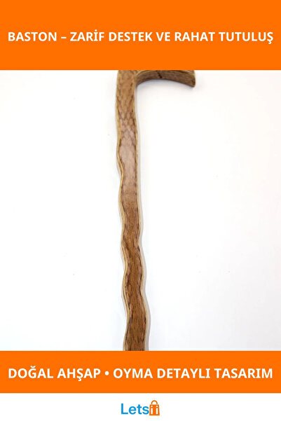 Letsii Doğal Ahşap Şık Tasarımlı Baston