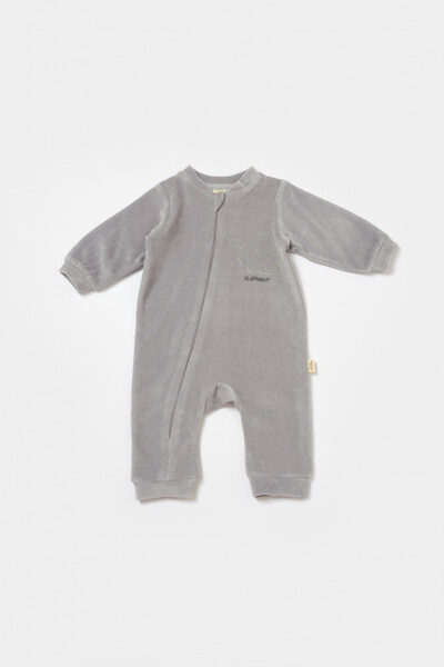 BabyCosy Elephant long sleeve jumpsuit made of 80% cotton and 20% polyester - Gray, 9-12 months