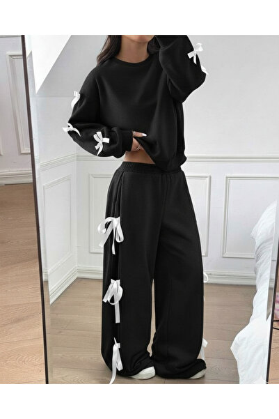 Touz Moda Ribbon Detail Alt Top Bottom Tracksuit Set