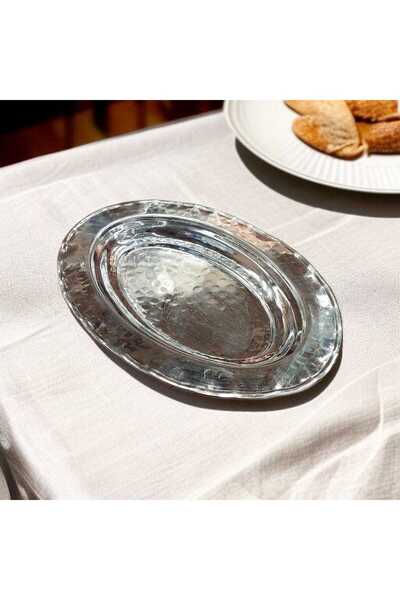 Bakır Center Copper Presentation Plate Large Size 36*25 cm Hammered Presentation Dish Without Lid Serving Boat Plate Thick Copper
