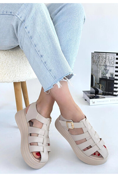 ewoman Toten bej belted sandal