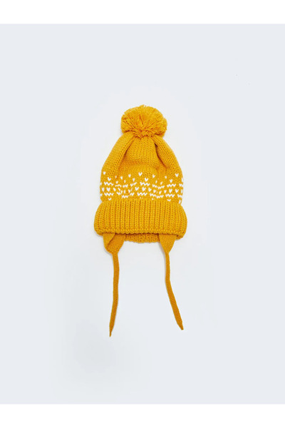 LC Waikiki Lcw Baby Orange Self-Patterned Baby Girl Knitwear Beanie