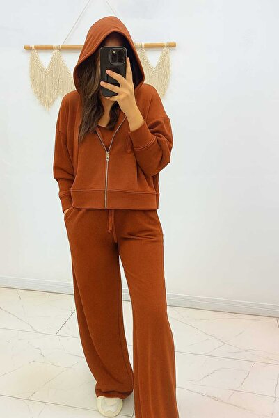 Maison La Femme Women's Modal Fabric Lycra Hooded Tracksuit Set