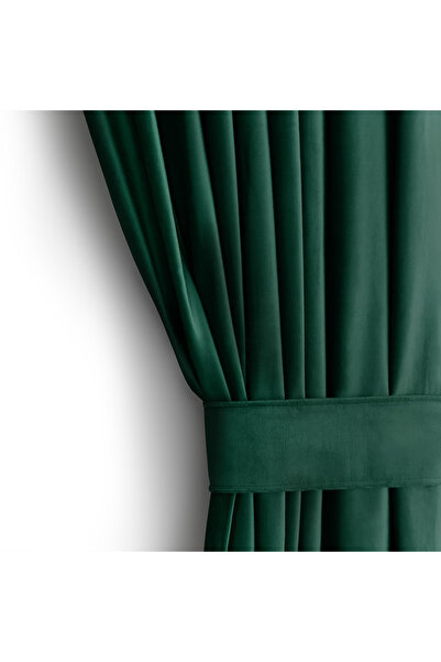 Amelia Home Draperie din catifea cu inele, Velvet, 210 g/mp, opacitate 77%, 140 x 245 cm, Verde, 1 buc