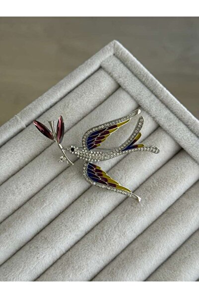 İREM YILDIZ Trend Kuş Temalı Zirkon Taşlı Broş