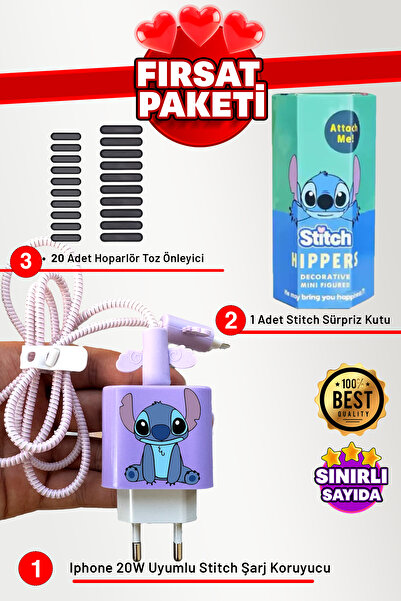 WANNA PROTECT Iphone 20W Uyumlu 1 Adet Şarj Koruyucu + 1 Adet Stitch Hippers ...
