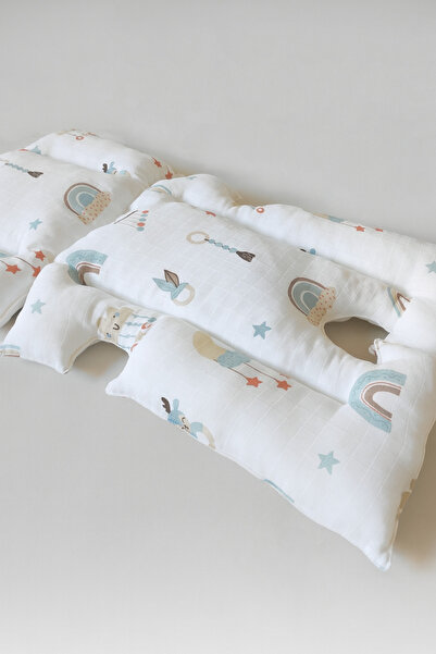 nelcollection Muslin Stroller/Car Seat Cushion, 100% Cotton, with Bib Gift