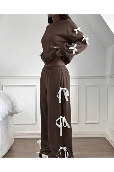 Touz Moda Ribbon Detail Alt Top Bottom Tracksuit Set