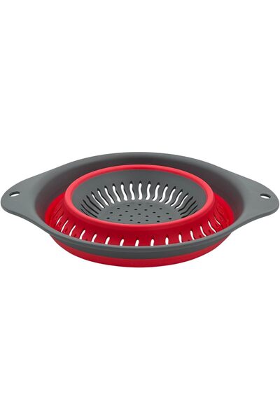 B&D Magic Round Foldable Colander, Dual-Layer, Gray & Red