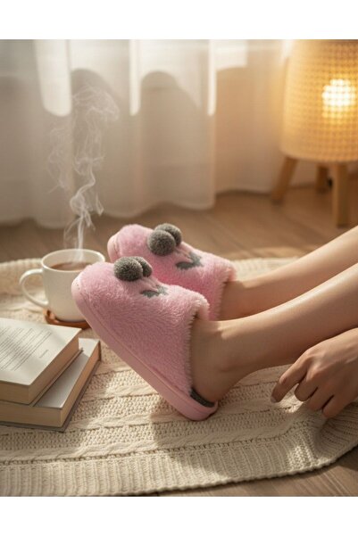 Slipcat Papuci de interior pentru femei Papuci de interior cireși Papuci de iarnă Papuci pentru oaspeți Papuci cu blană