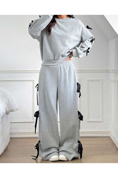 Touz Moda Ribbon Detail Alt Top Bottom Tracksuit Set