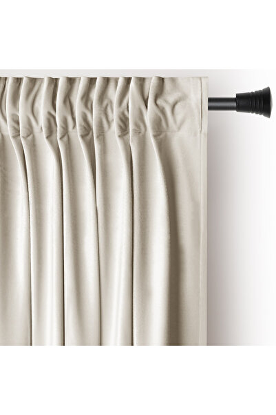 Amelia Home Velvet curtain with multifunctional drapery, Velvet, 140 x 270 cm, Light beige, 1 pc.