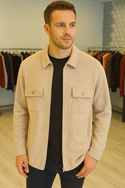 Duss Men's Buttoned Zippered Shirt Jacket