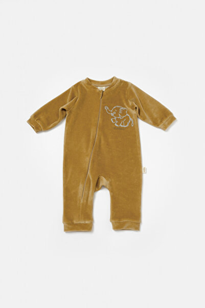 BabyCosy Elephant Jumpsuit with Long Sleeves, 80% Cotton and 20% Polyester - Mustard, 12-18 Months