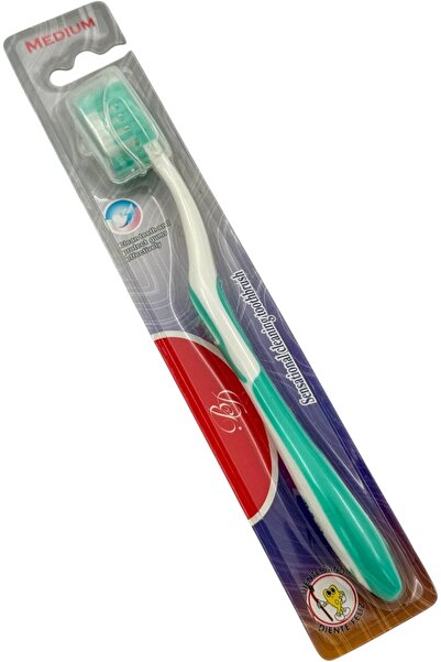 B&D Adult Toothbrush Set, Dual-sided with Medium Nylon Bristles, White, 1 Pack