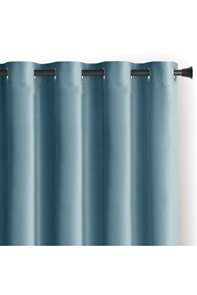 Amelia Home Velvet curtain with rings, Velvet, 210 g/m2, opacity 77%, 140 x 270 cm, Blue, 1 pc