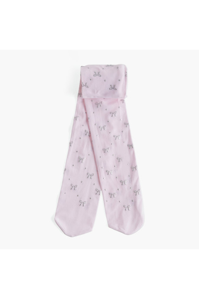 Juniors جوارب طويلة بتفاصيل فيونكة وحزام خصر مطاطي