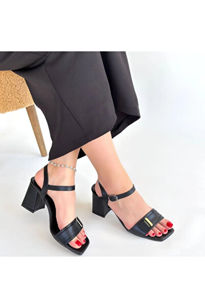 GÜNAY TİCARET Ruty black leather high heeled shoes