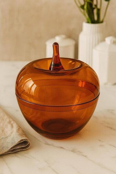 B&D Glass Storage Jar with Lid, Teardrop Decorative Shape, 500 ml, 15 × 12 cm, Transparent