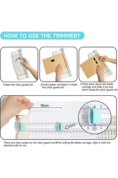 JIELISI A4 12-inch Paper Cutter Portable Trimmer with Safety Guard & Side Ruler (White)