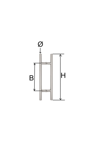 EmaConstruct Stainless steel pull handle MH1232S, 90° grip, Ø32 mm, L=1200 mm, 800 mm centers, satin